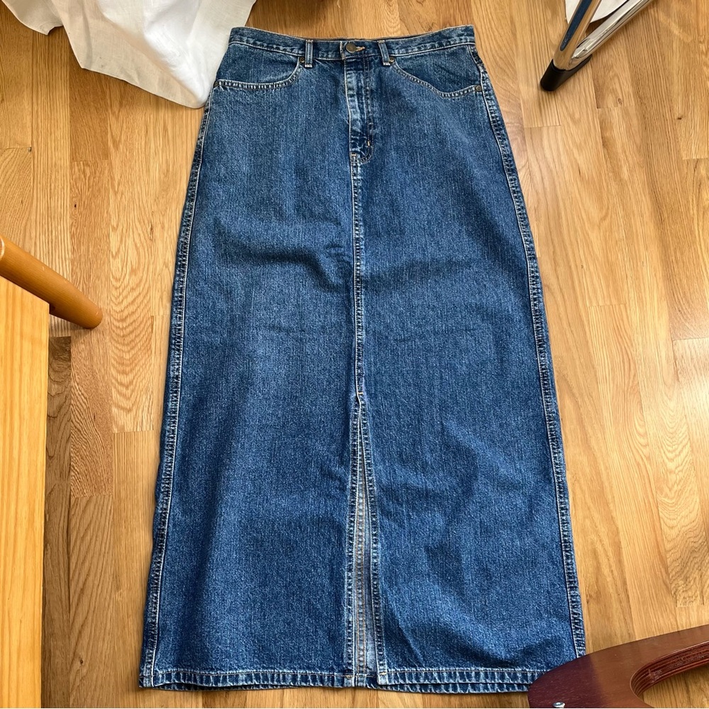 90s vintage maxi denim skirt by eddie bauer